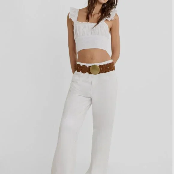 Stradivarius Black Eyelet Ruffle Crop Top (Size S) New Without Tags 🖤 - Picture 4 of 12